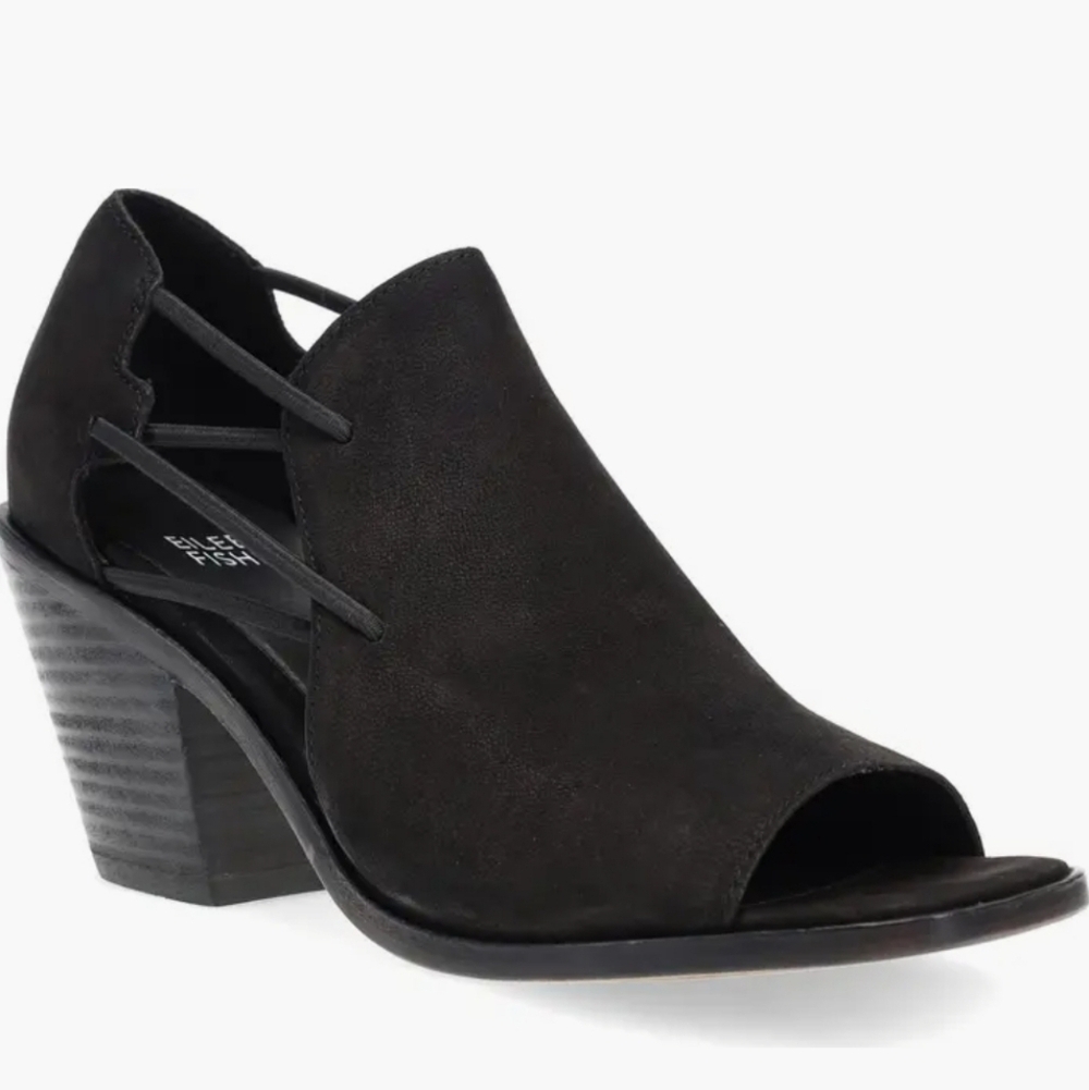 NWOB Eileen Fisher Women Alfie Cutout Leather Open Square Toe Heels Shoes Sz 8